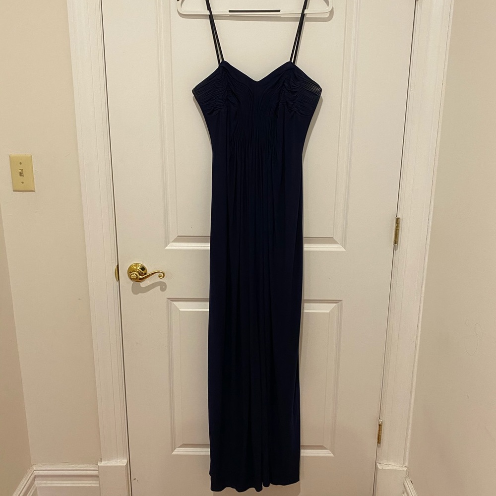 Strapless navy gown